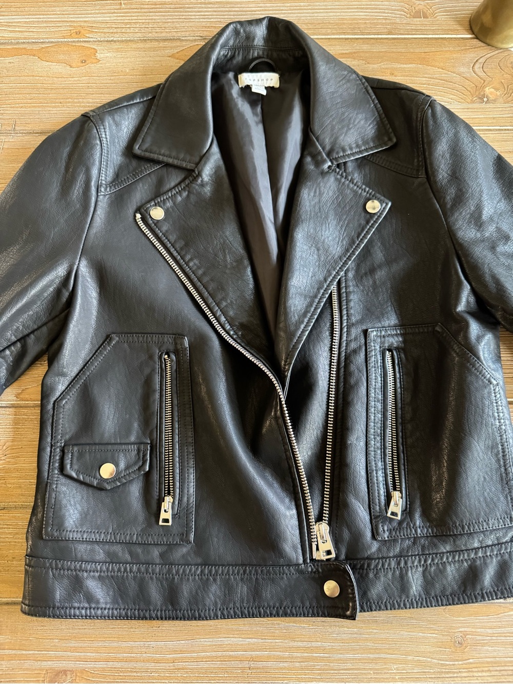 Topshop Black Jacket with Leather Trim - Picture 2 of 9